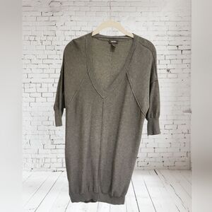 Kenneth Cole Reaction Deep V-Neck Sweater Tunic – Size XS – Gray Slouchy Fit